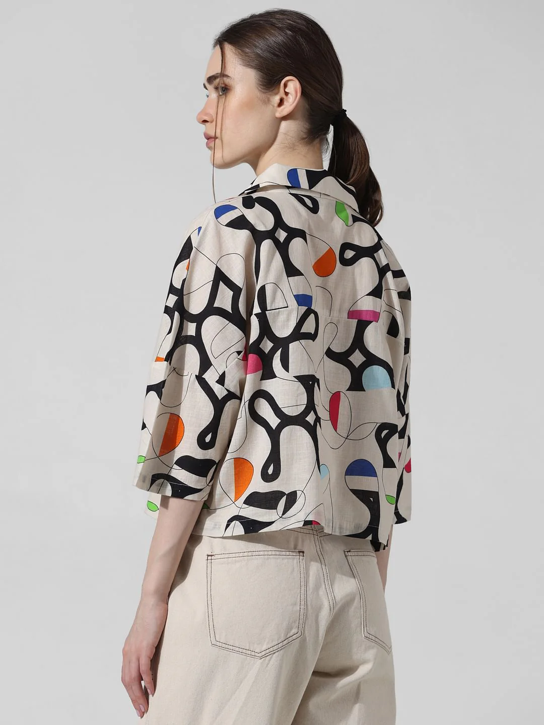 Beige Printed Cotton Shirt - Image 7