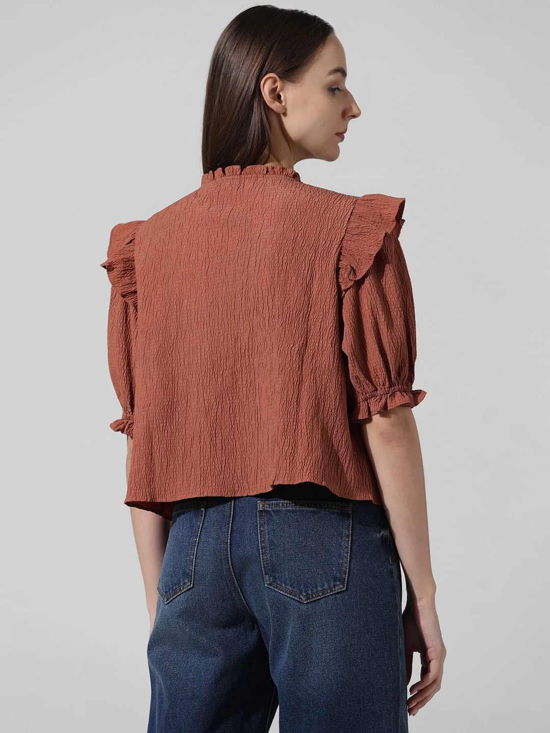 Brown Frill Trimmed Top - Image 6