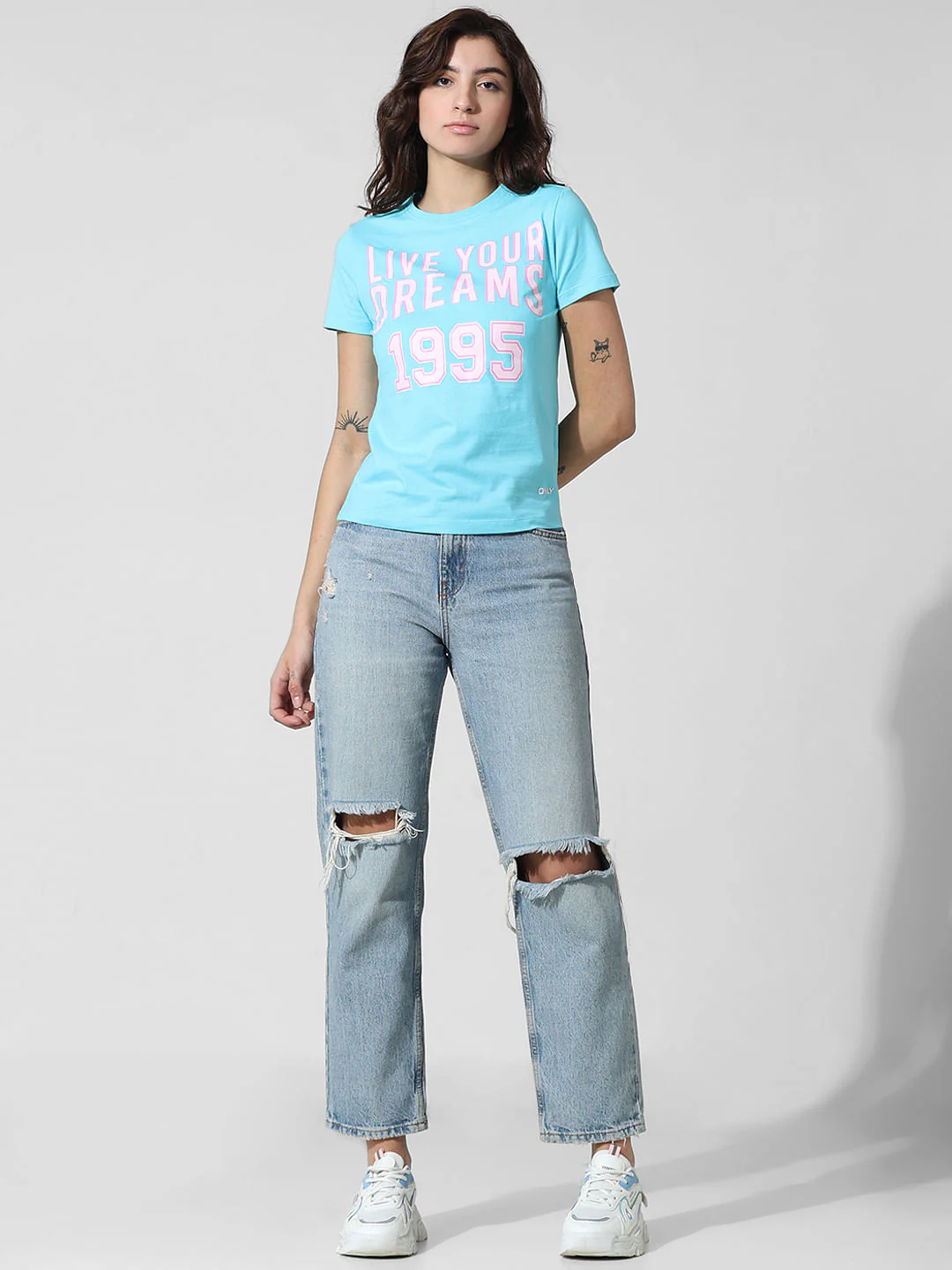 Blue Text Print T-Shirt - Image 2