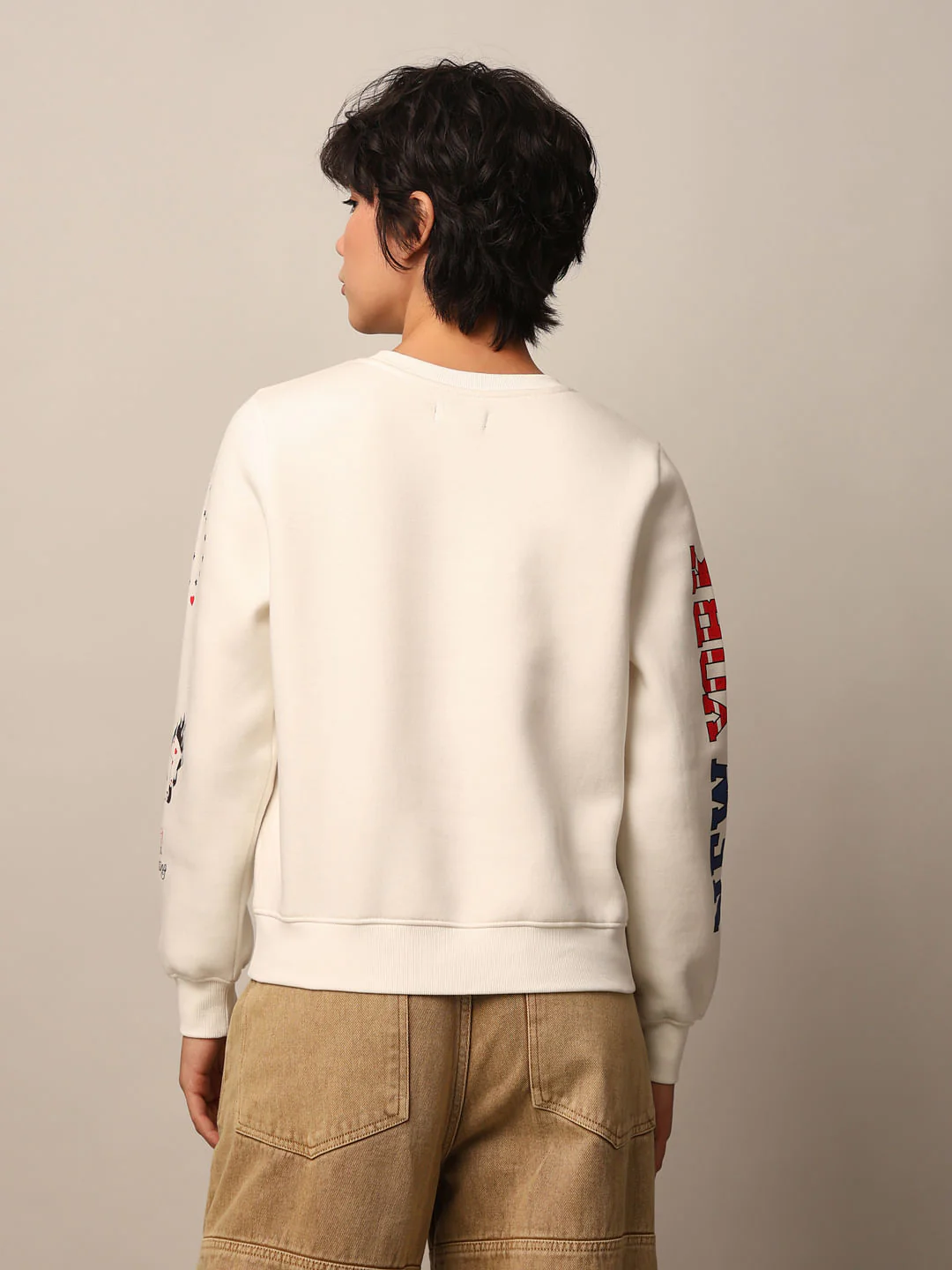 Beige Printed Sweatshirt - Image 6