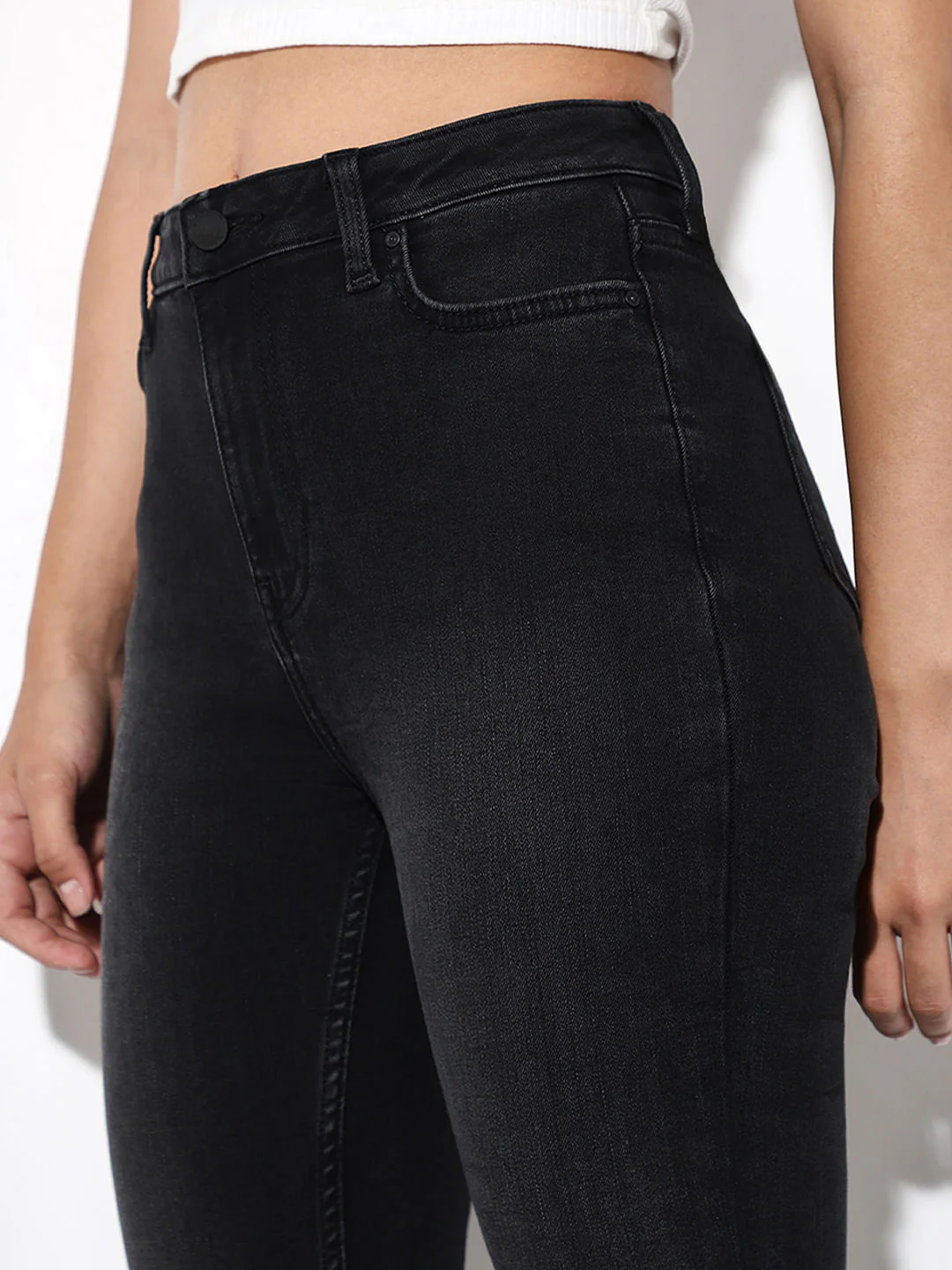 Black High Rise Piper Skinny Jeans - Image 3