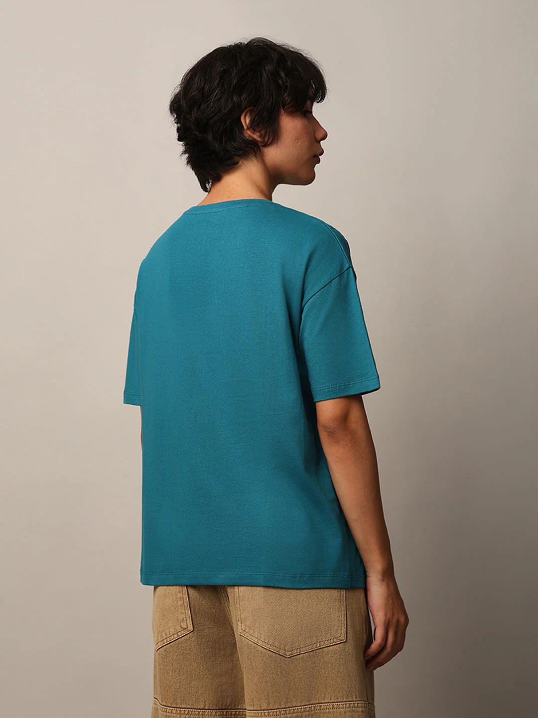 Teal Blue Graphic Print T-Shirt - Image 6