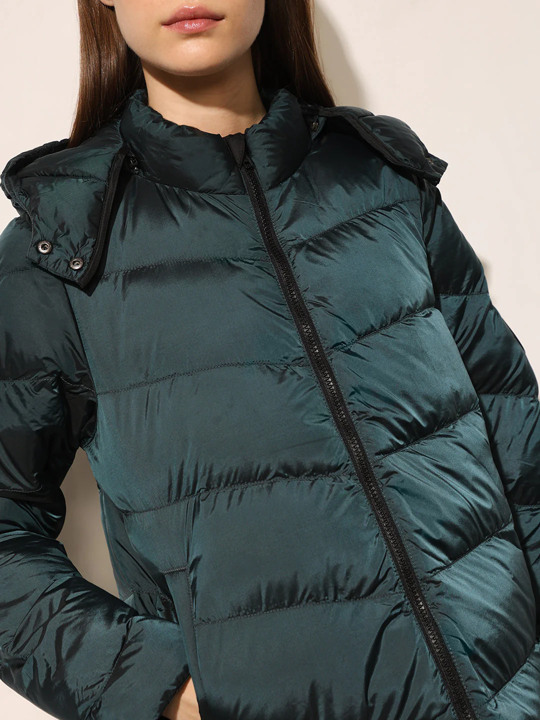 Turquoise Blue Hooded Puffer Jacket - Image 4