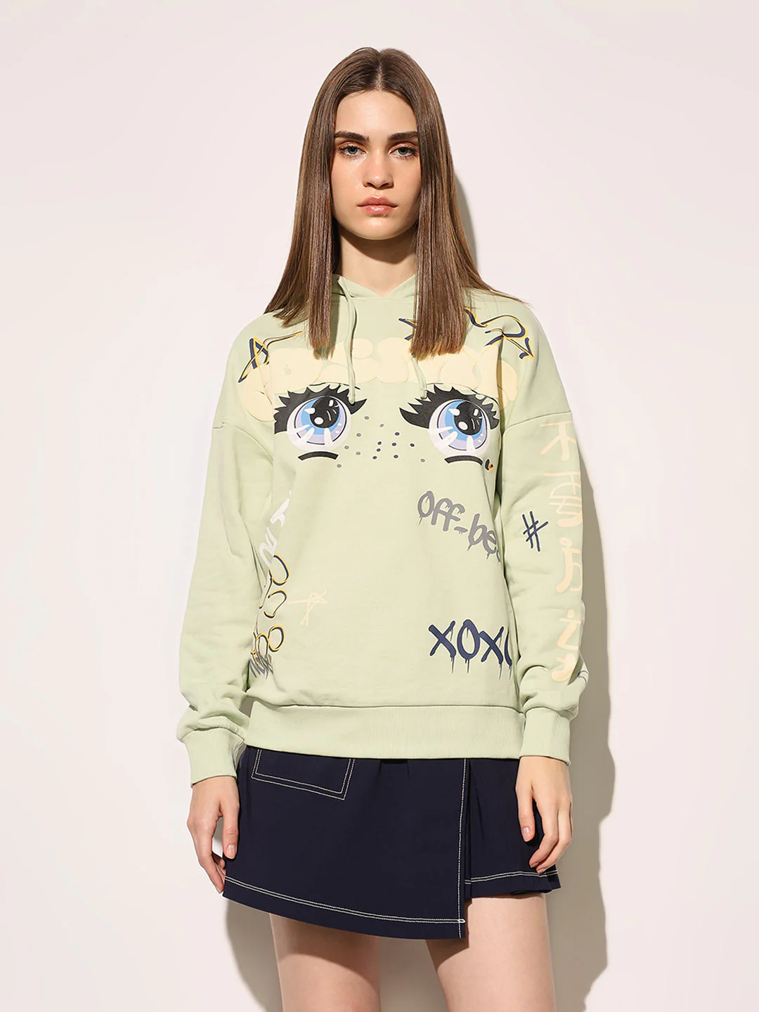 Green Printed Hooded Sweatshirt - Image 3