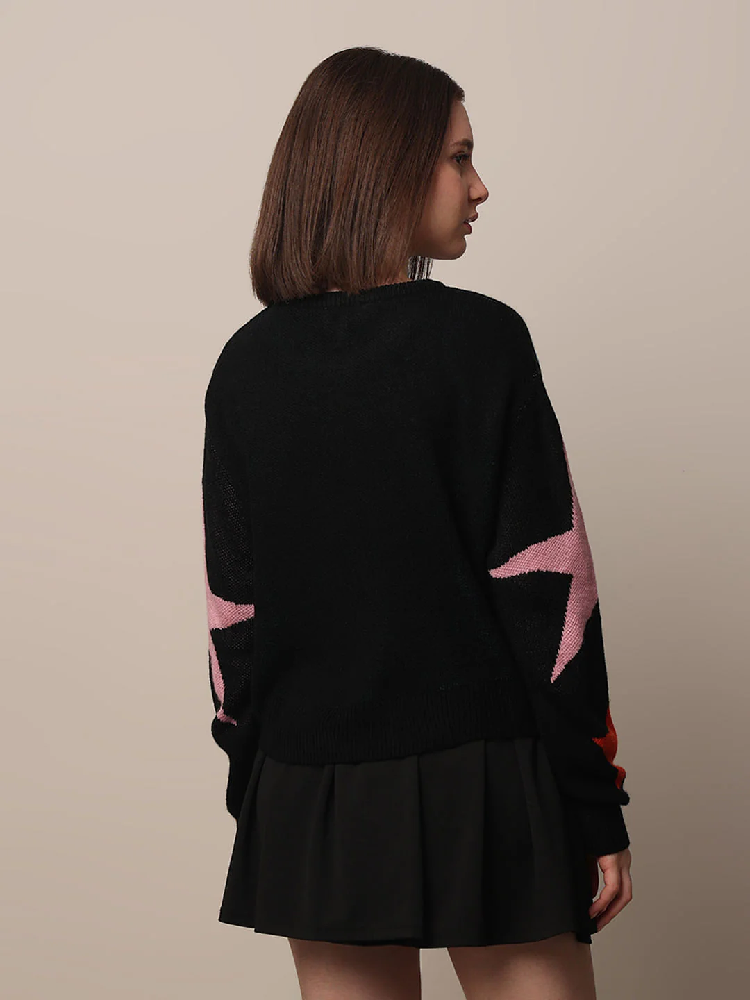 Black Printed Jacquard Knit Pullover - Image 6