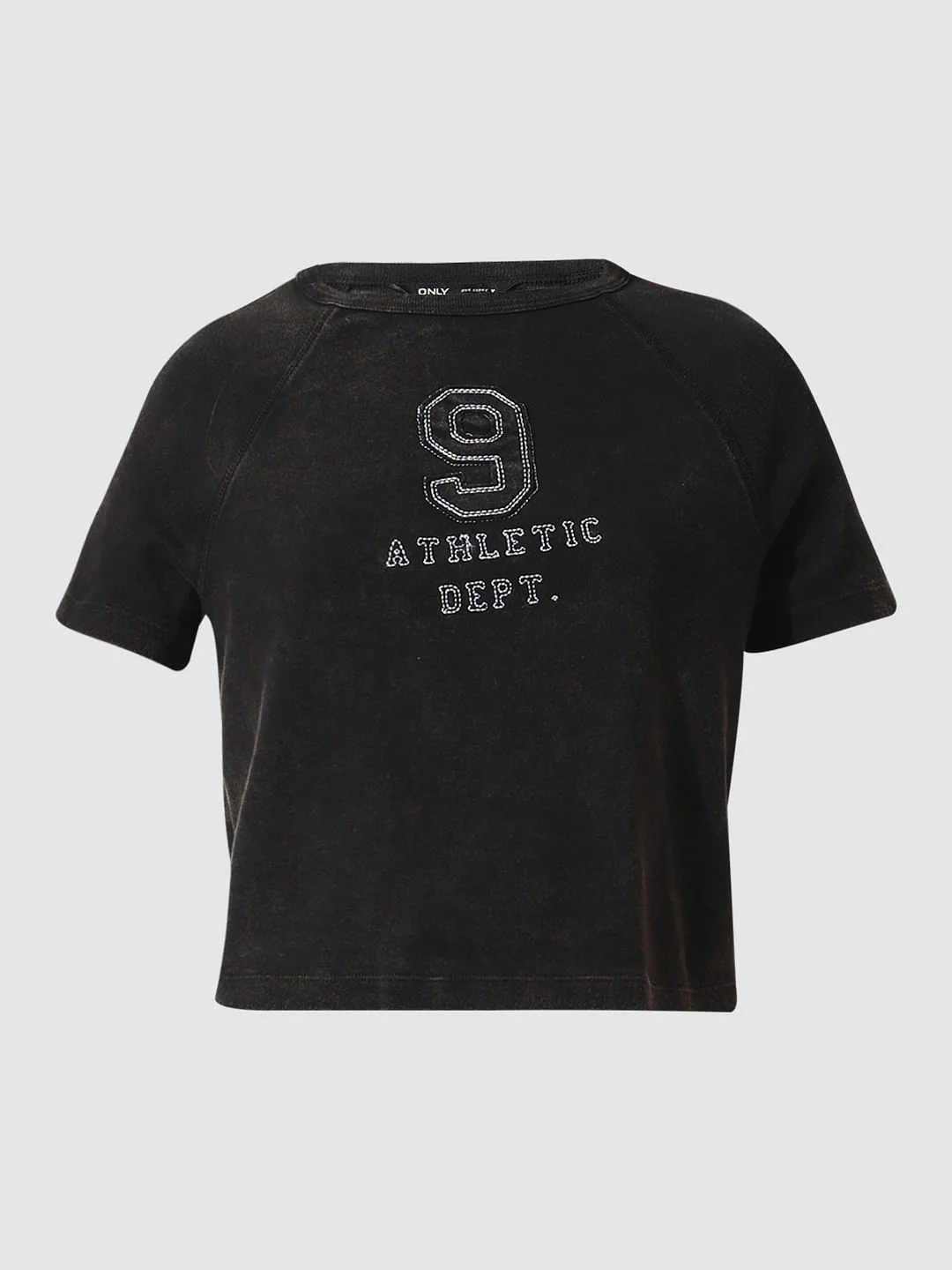 Black Cropped Washed T-Shirt - Image 8