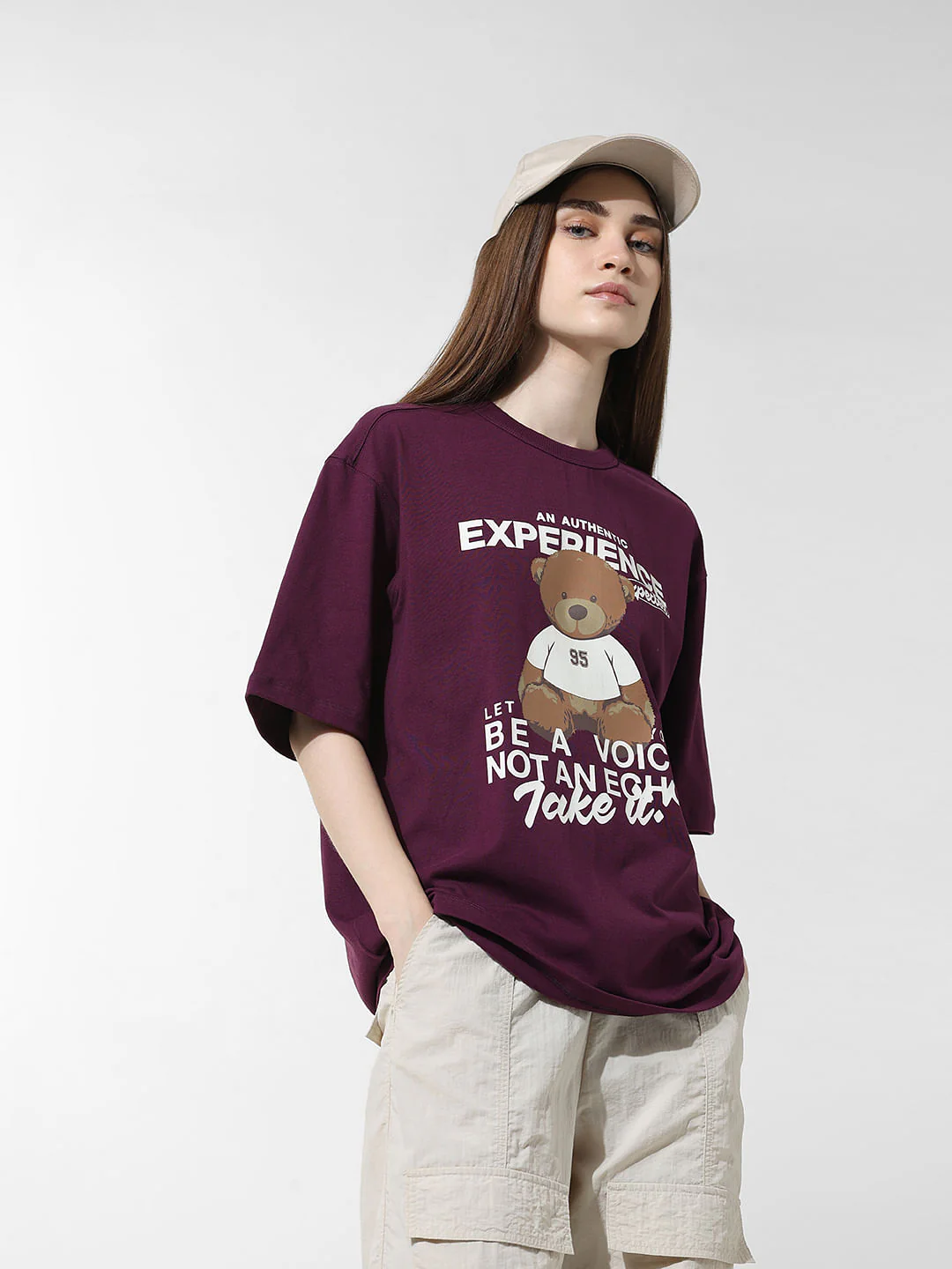Purple Printed Oversized T-Shirt