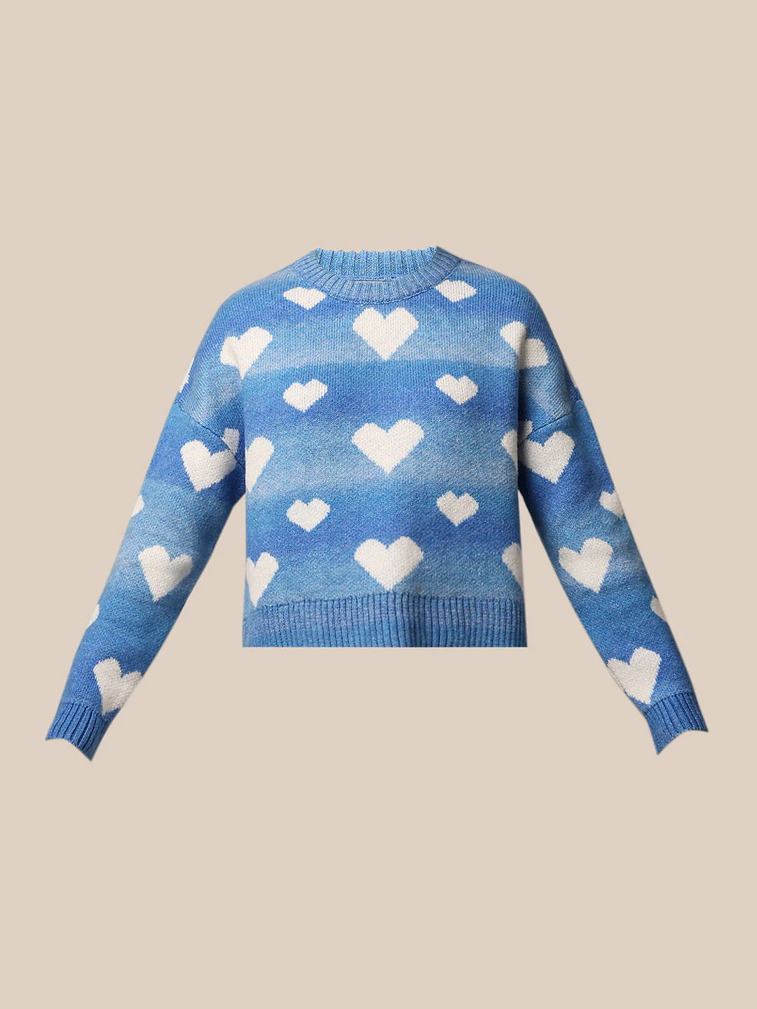 Blue Heart Printed Jacquard Knit Pullover - Image 7