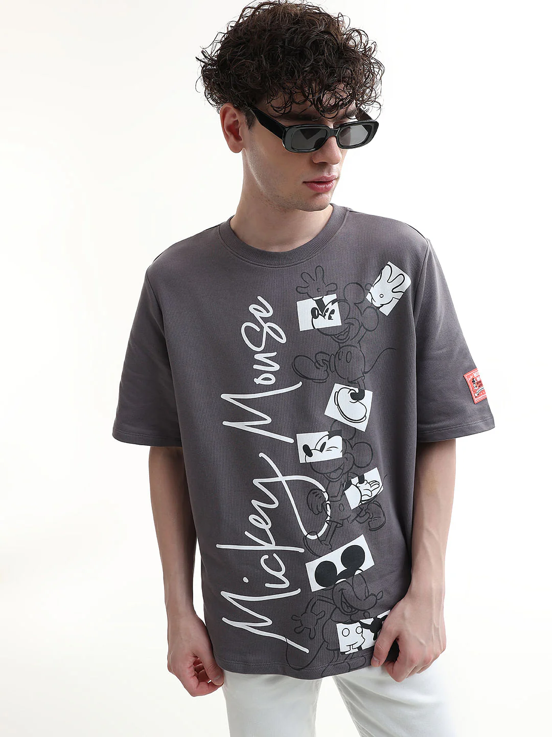 Mickey Grey Printed Unisex Oversized T-Shirt - Image 4