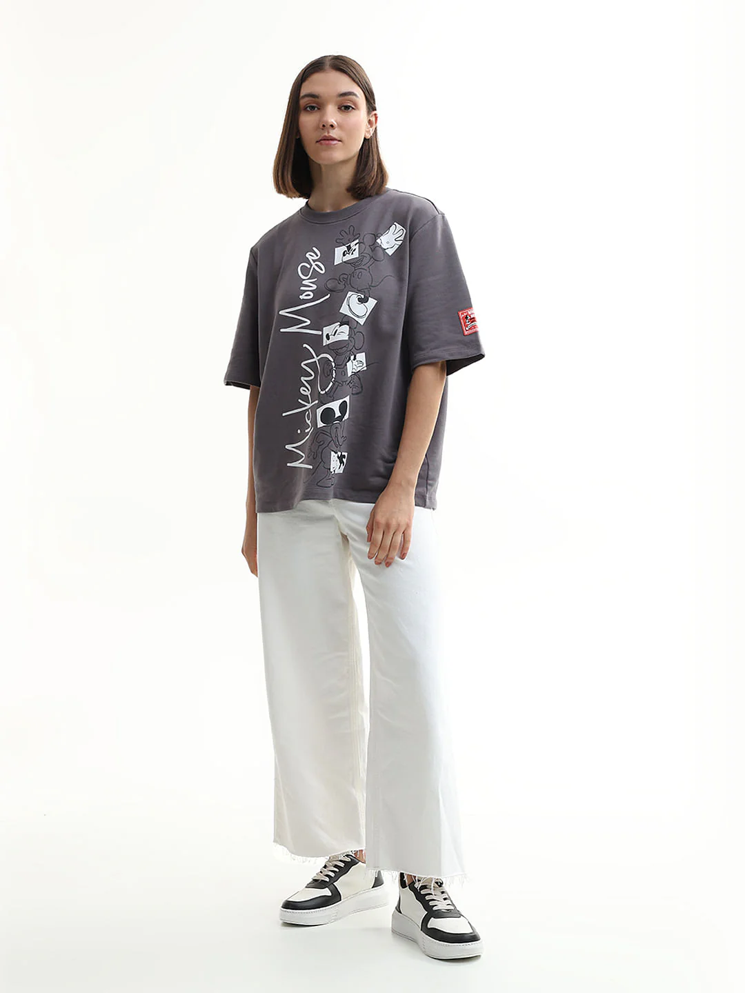 Mickey Grey Printed Unisex Oversized T-Shirt - Image 5