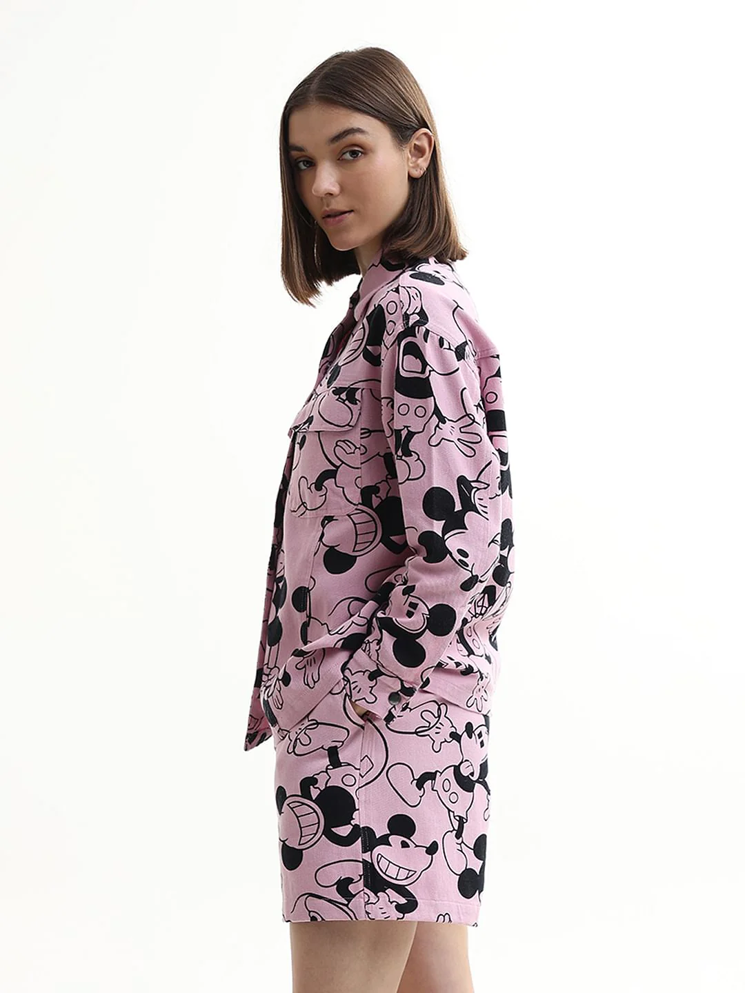 Mickey Pink Printed Co-Ord Set Denim Jacket - Image 5