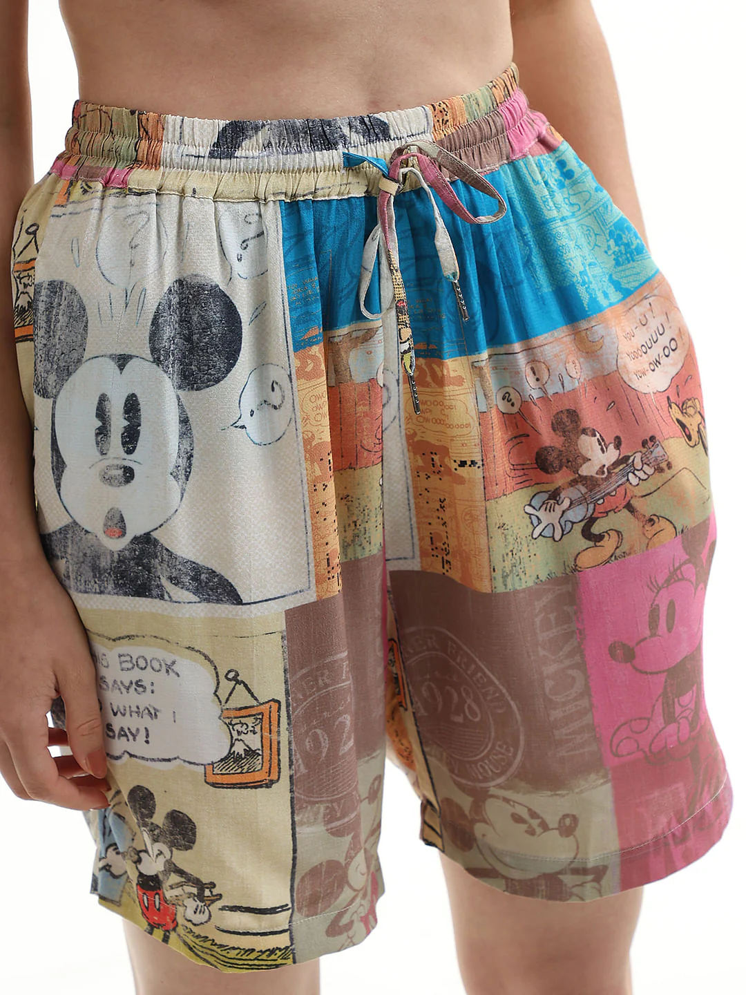 Mickey Beige Printed Unisex Co-Ord Set Shorts - Image 6