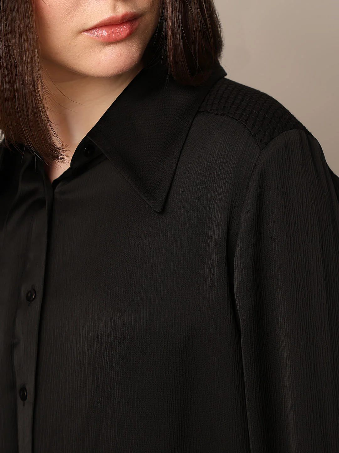 Black Textured Weave Shirt - Image 4