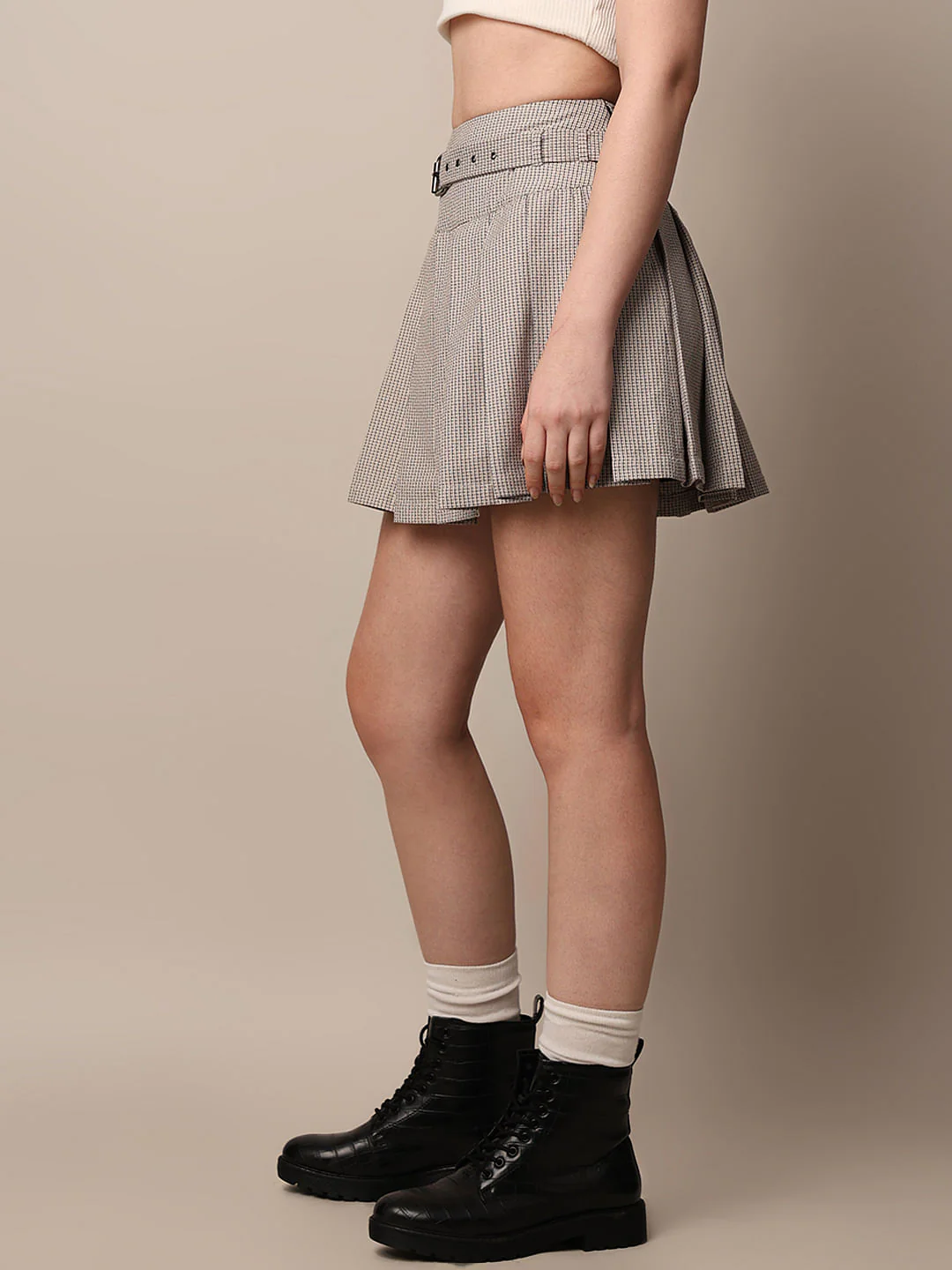 Beige Pleated Co-Ord Set Skirt - Image 5