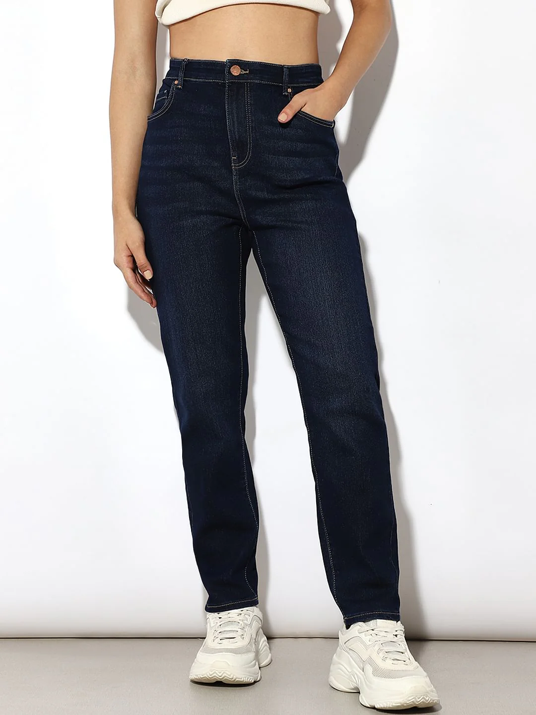 Dark Blue Mid Rise Carmen Skinny Jeans - Image 2