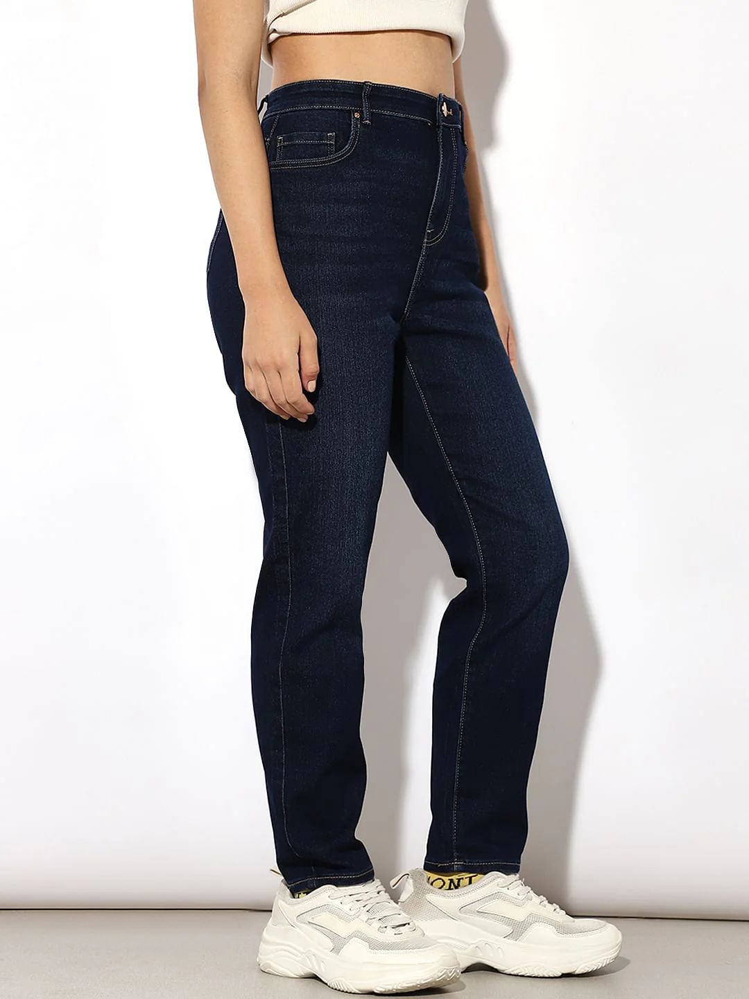 Dark Blue Mid Rise Carmen Skinny Jeans - Image 4