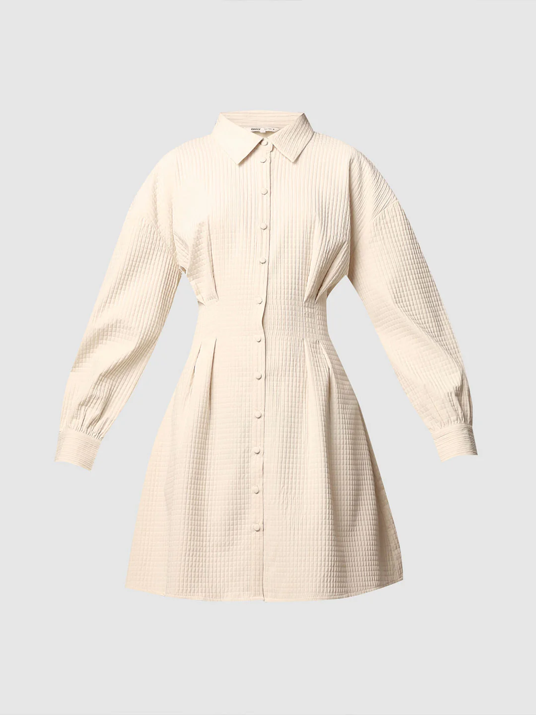 Beige Textured Shirt Dress - Image 7