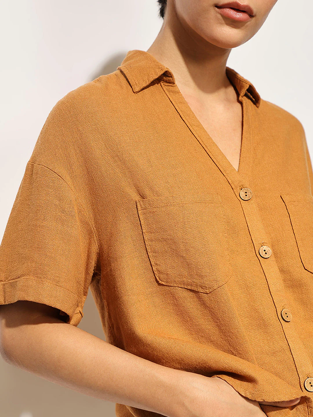 Brown Linen Oversized Shirt - Image 4