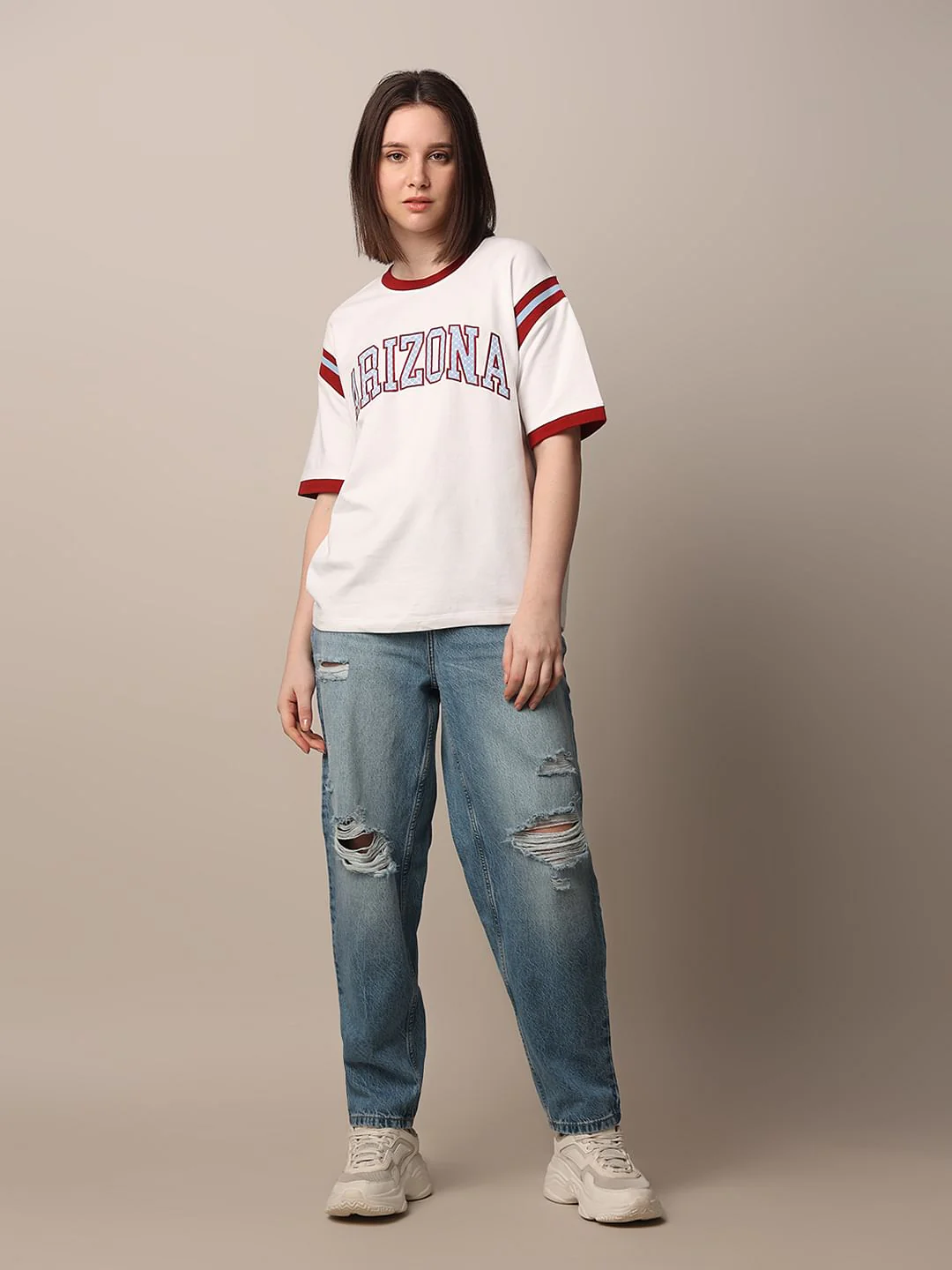White Varsity Cotton T-Shirt - Image 2