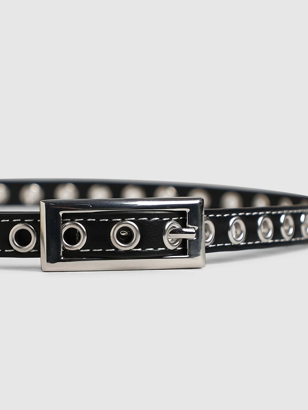 Black Narrow Eyelet Belt - Image 3