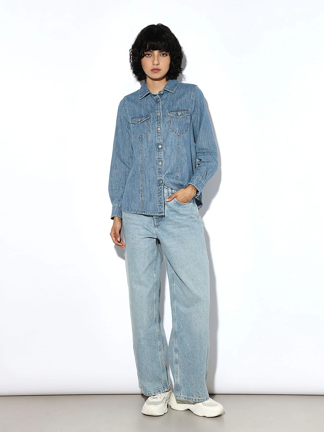 Blue Cotton Denim Shirt - Image 2