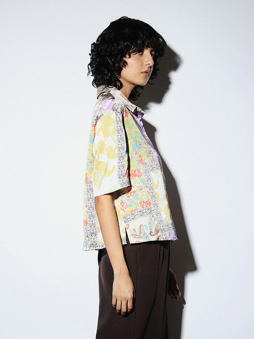Multi-Colour Abstract Print Satin Shirt - Image 5