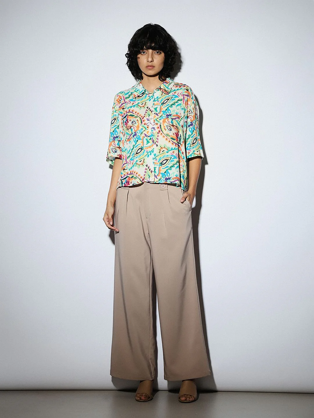 White Floral Loose Fit Shirt - Image 2