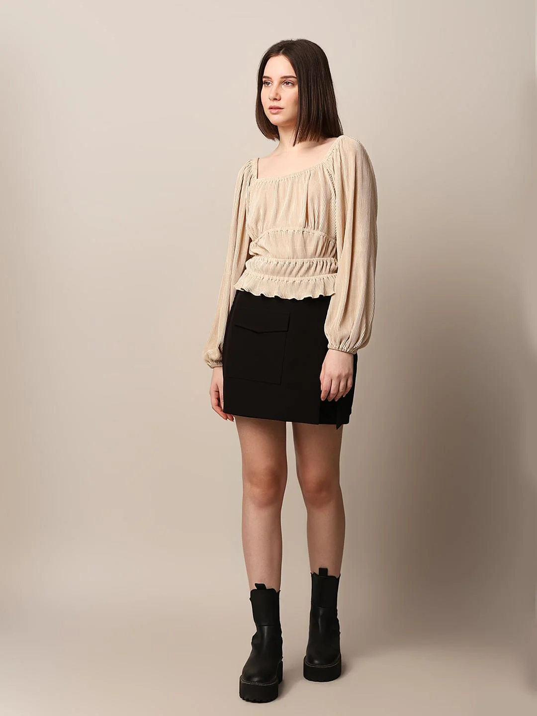 Beige Off-Shoulder Top - Image 2