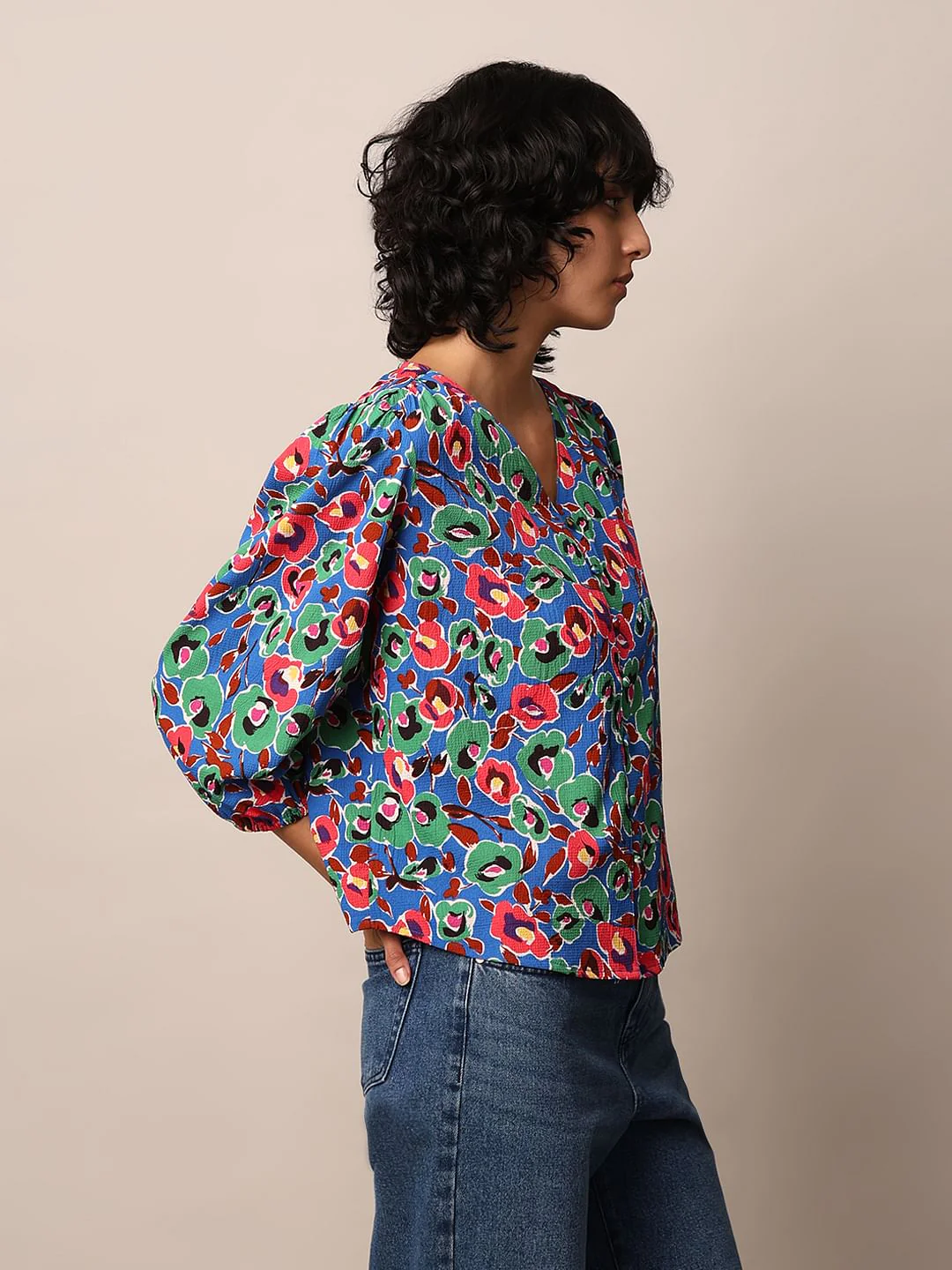 Blue Floral Printed Top - Image 6