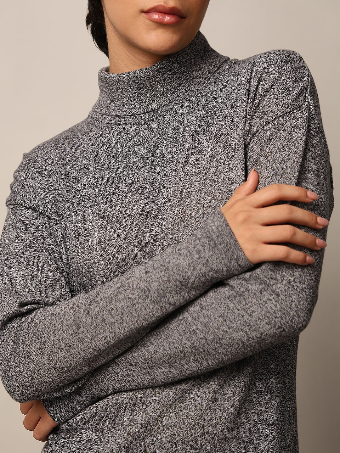 Grey Turtleneck Knit Dress - Image 4