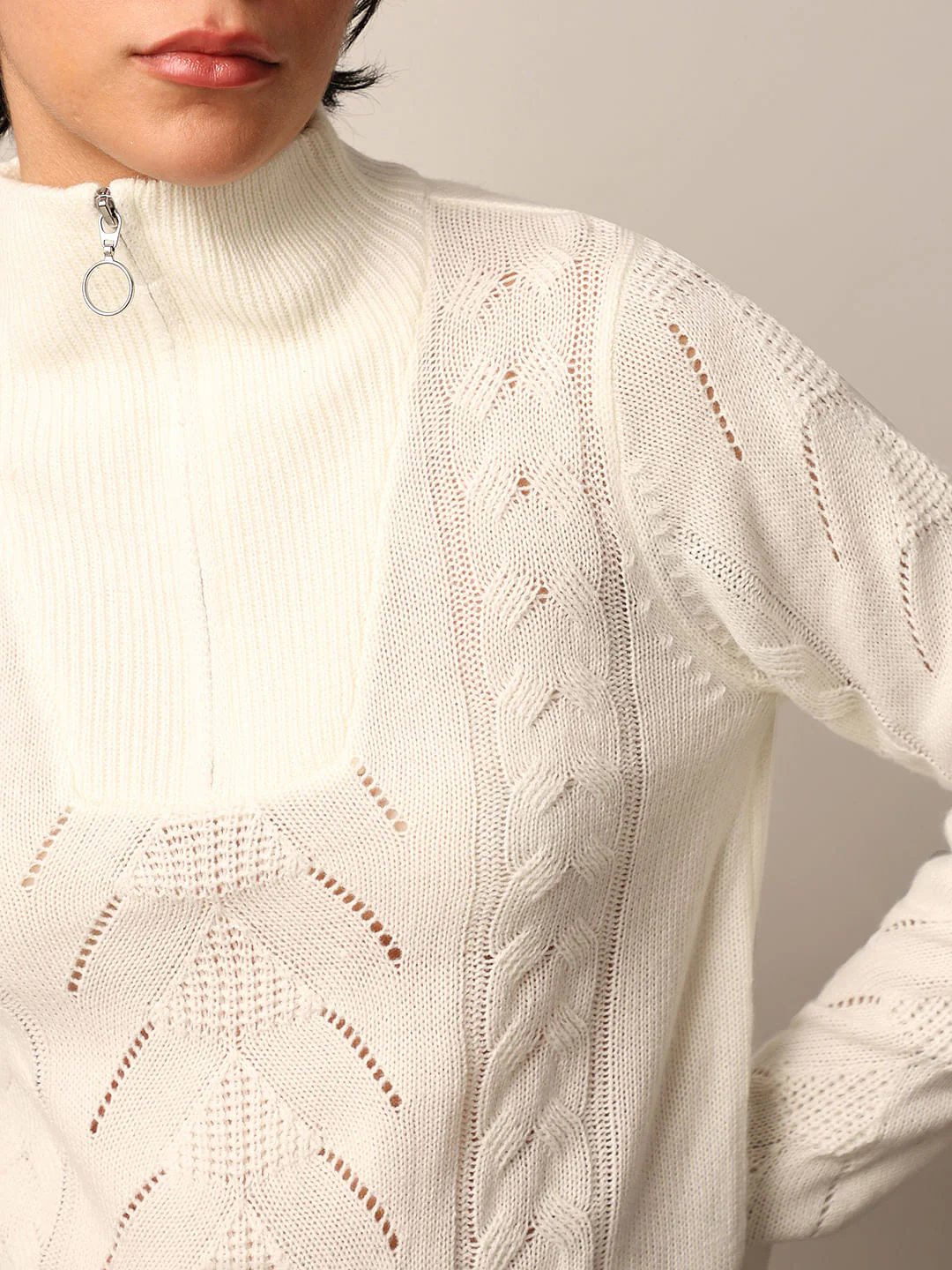 White Zip Neck Pullover - Image 4