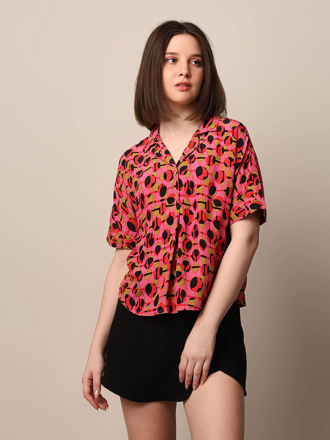Pink Printed Viscose Shirt - Image 3