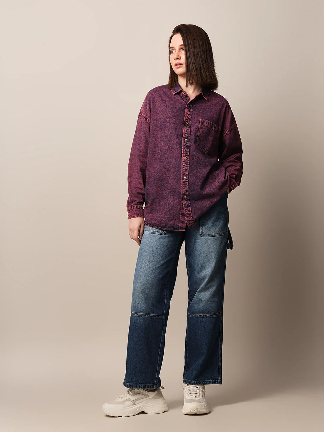 Pink Oversized Denim Shacket - Image 2