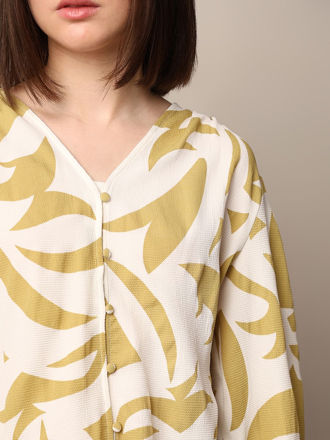 Beige Printed Crepe Top - Image 4