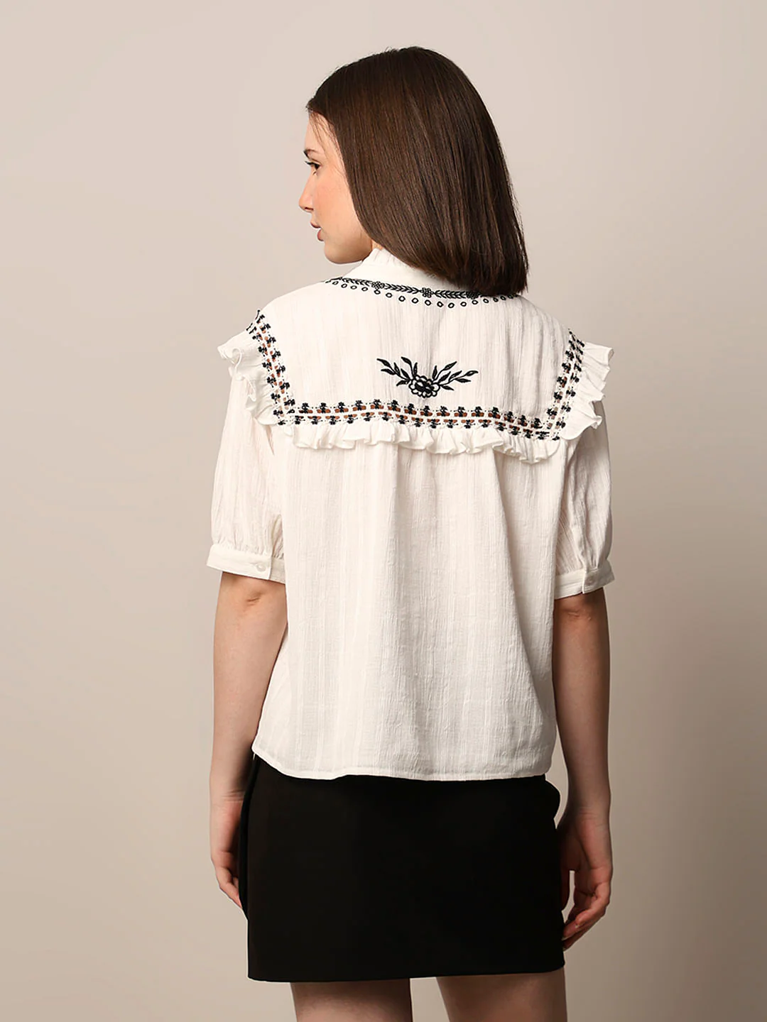White Embroidered Cotton Top - Image 6