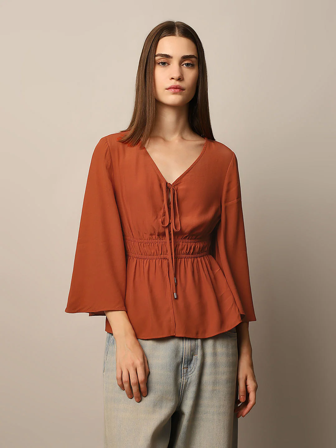 Brown Gathered Top - Image 3