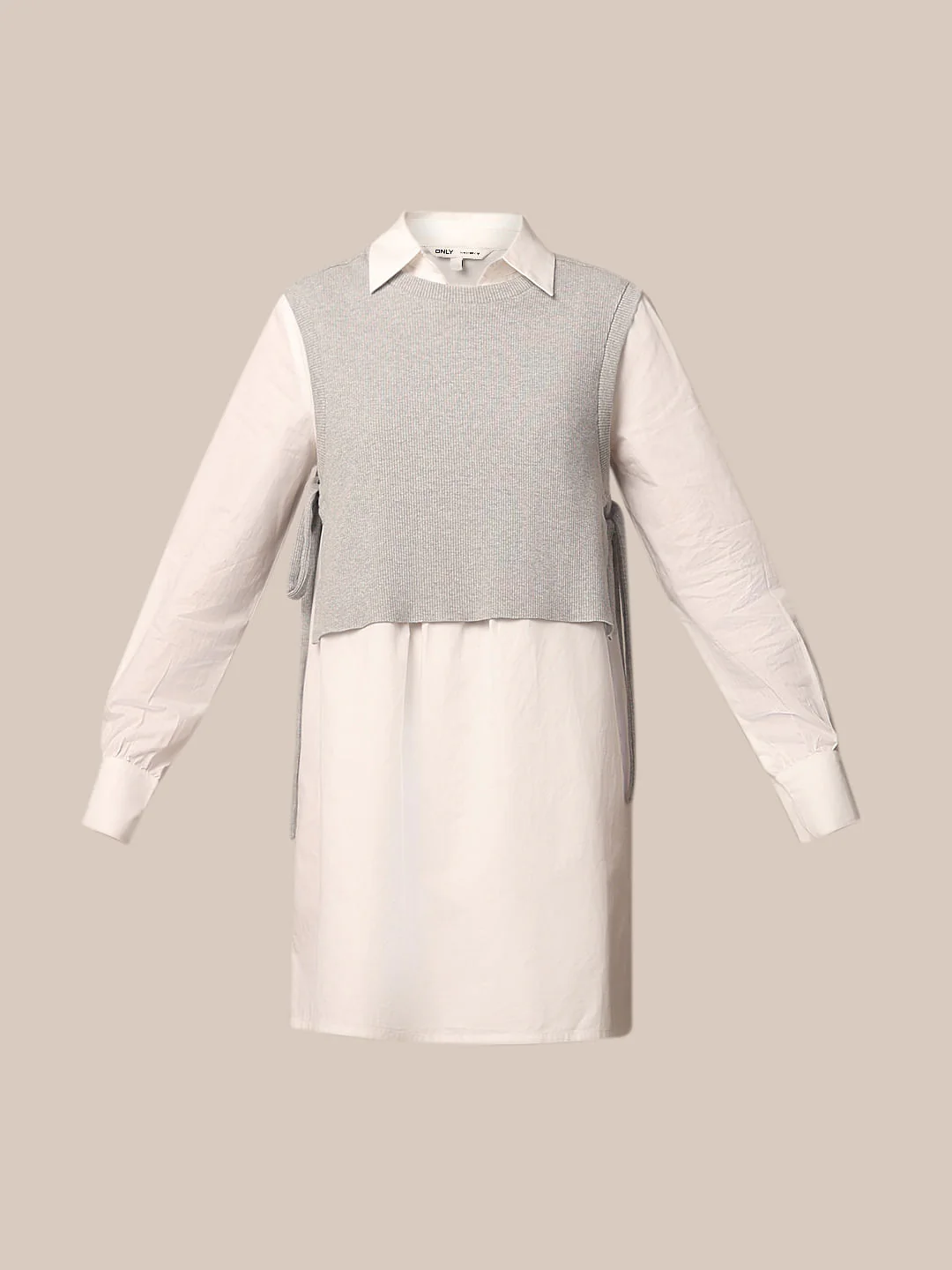 White Mock Pullover Shirt Dress - Image 8