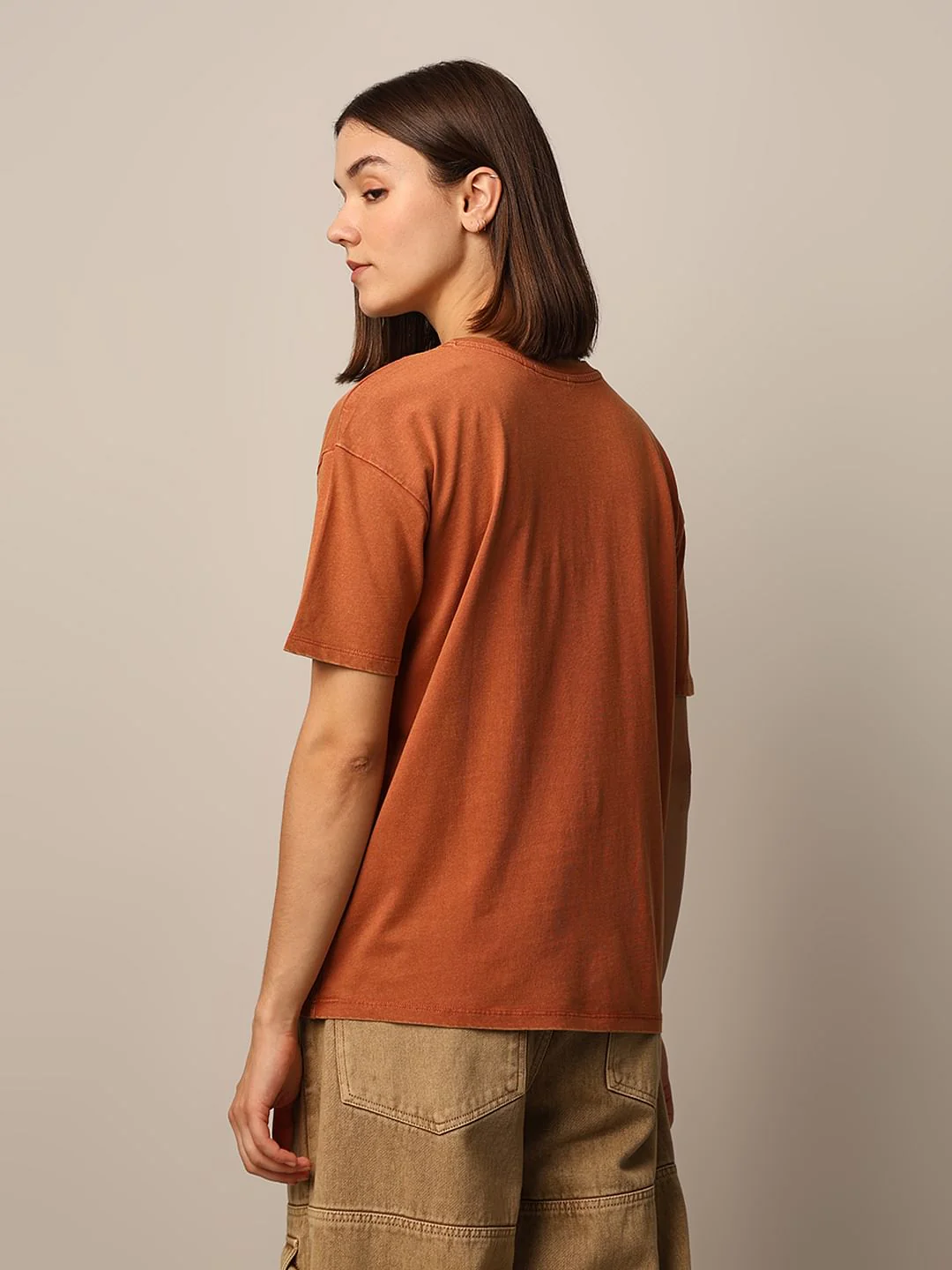 Brown Washed Printed T-Shirt - Image 6