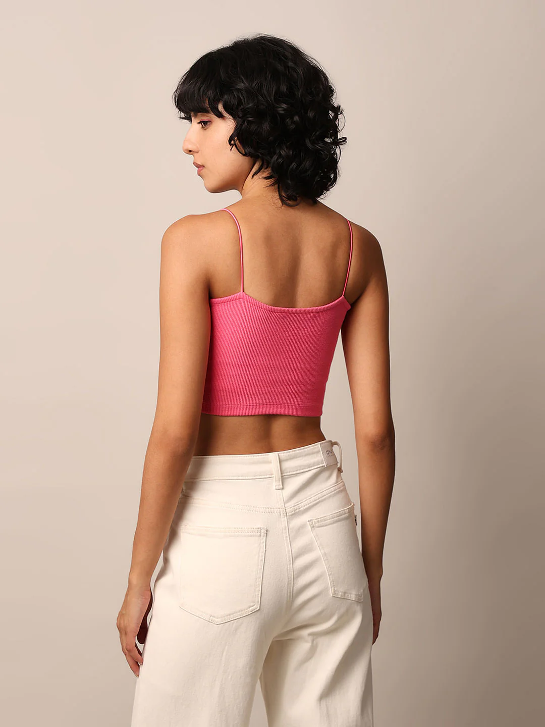 Pink Ribbed Bandeau Top - Image 6
