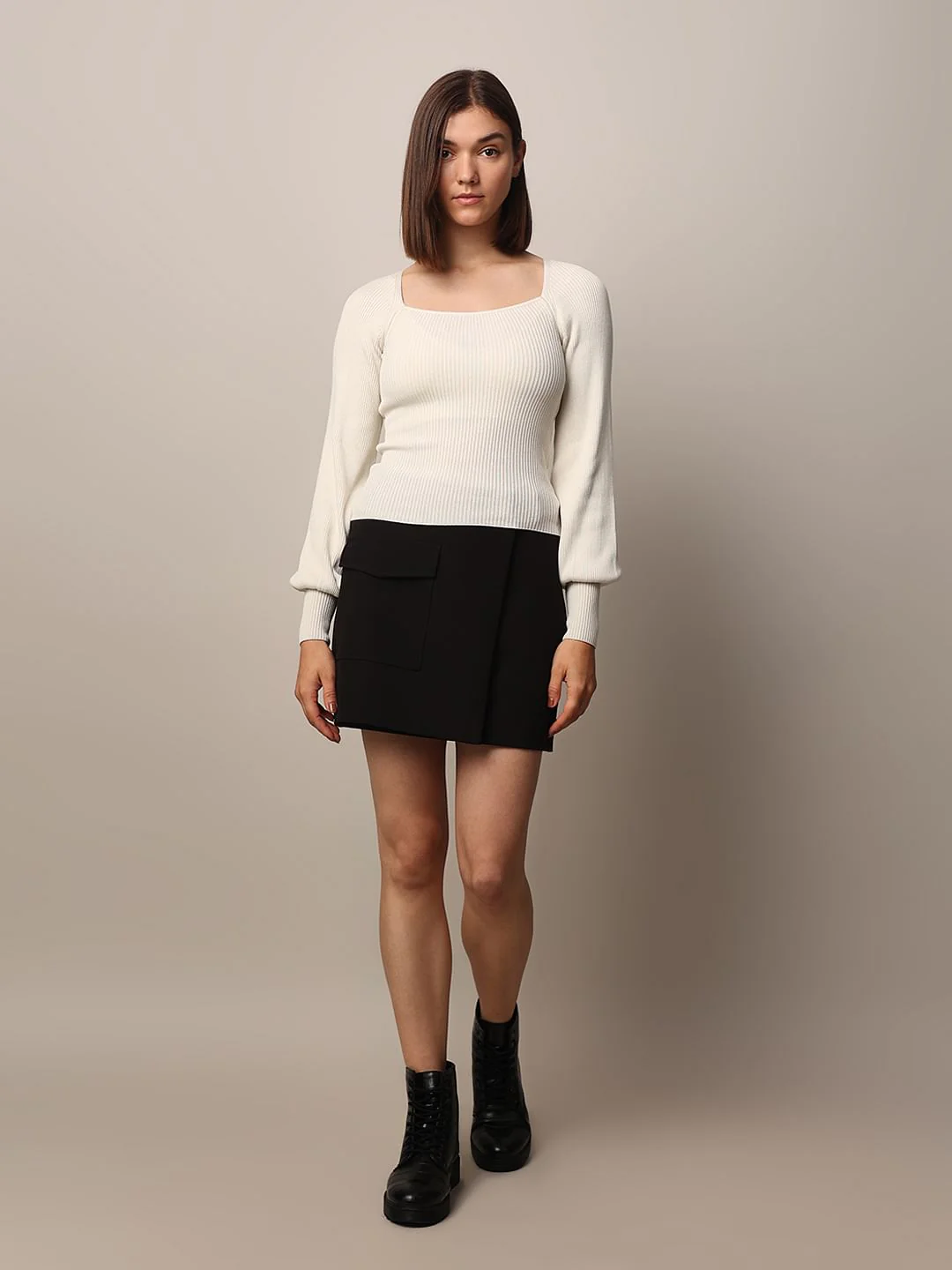 White Rib-Knit Top - Image 2