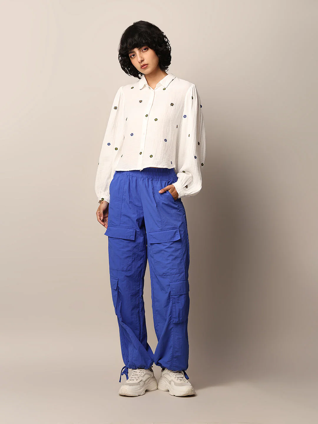 White Embroidered Honey Bee Cotton Shirt - Image 2