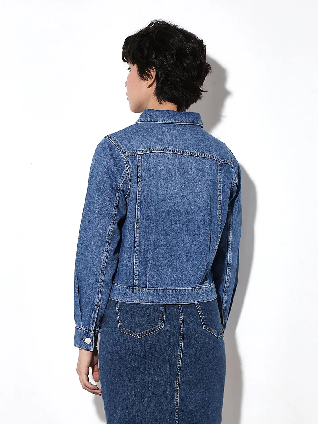 Blue Cotton Denim Jacket - Image 6