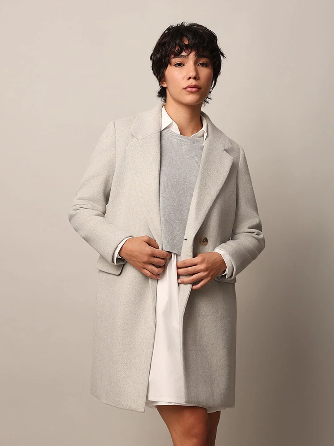 Light Grey Double Breasted Coat