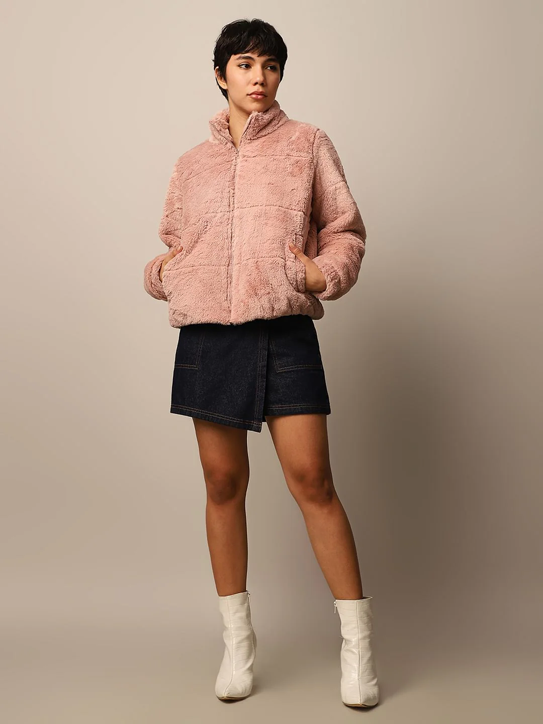 Light Brown Faux Fur Jacket - Image 2