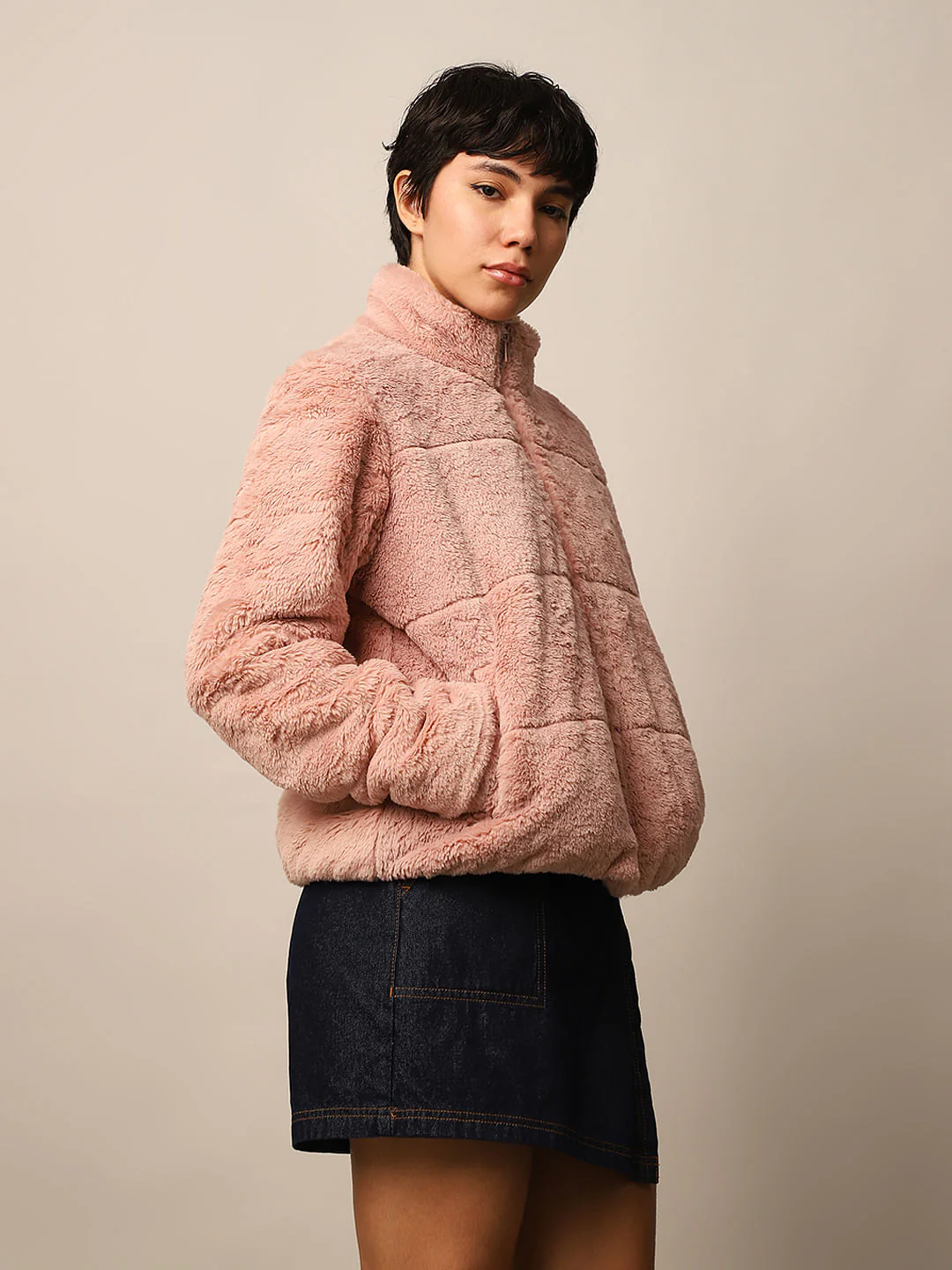 Light Brown Faux Fur Jacket - Image 5
