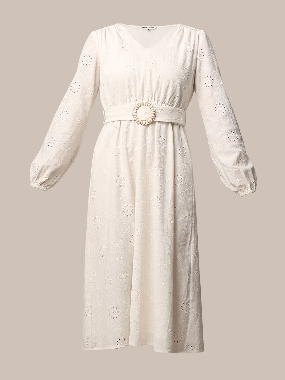 White Cotton Embroidered Midi Dress - Image 7