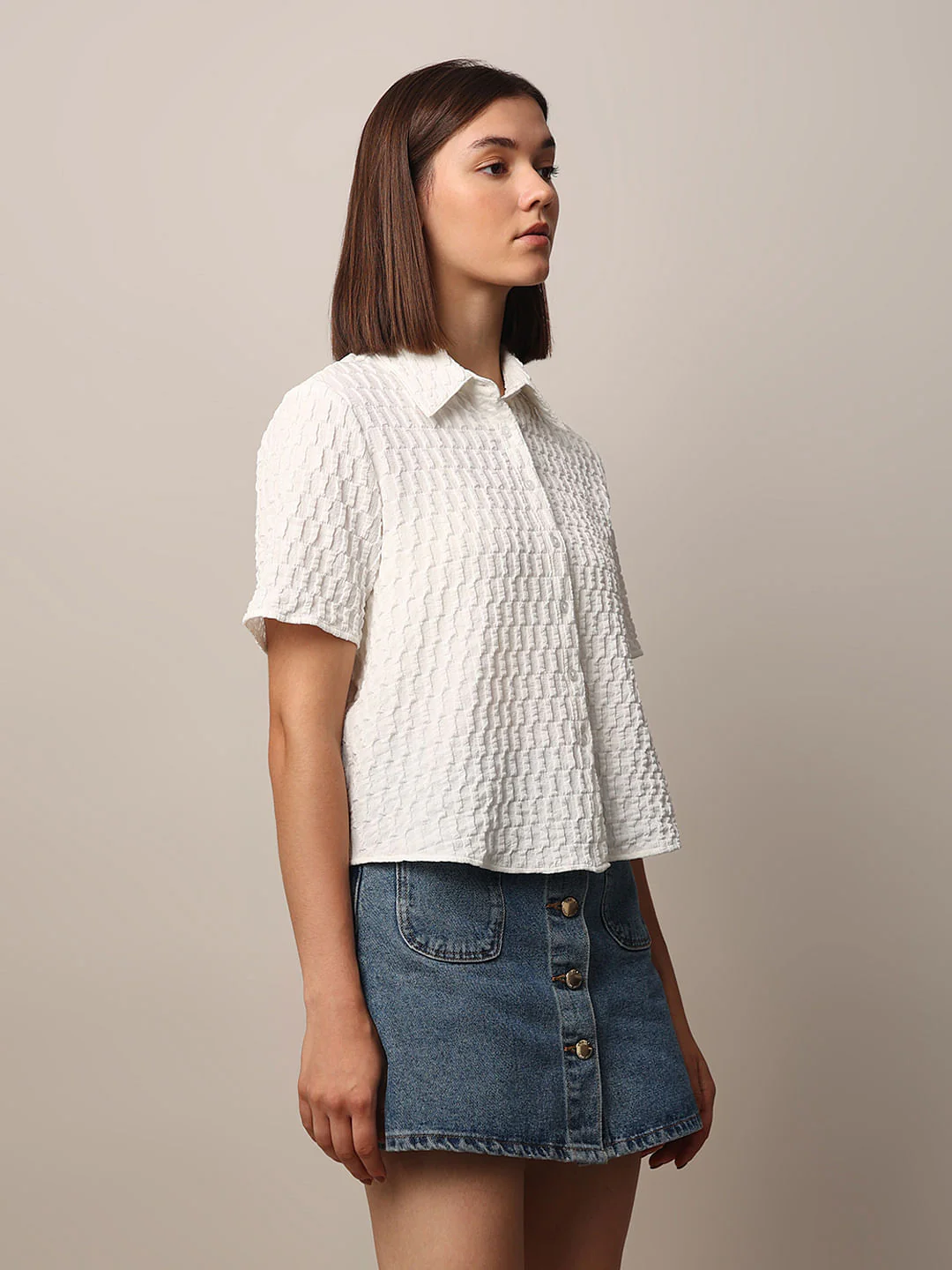 White Textured Shirt - Image 5