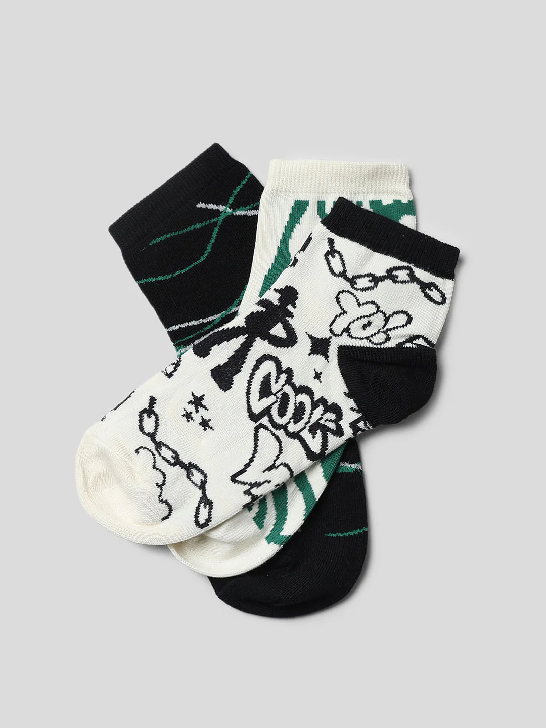 Pack Of 3 Black Printed Socks - Image 4