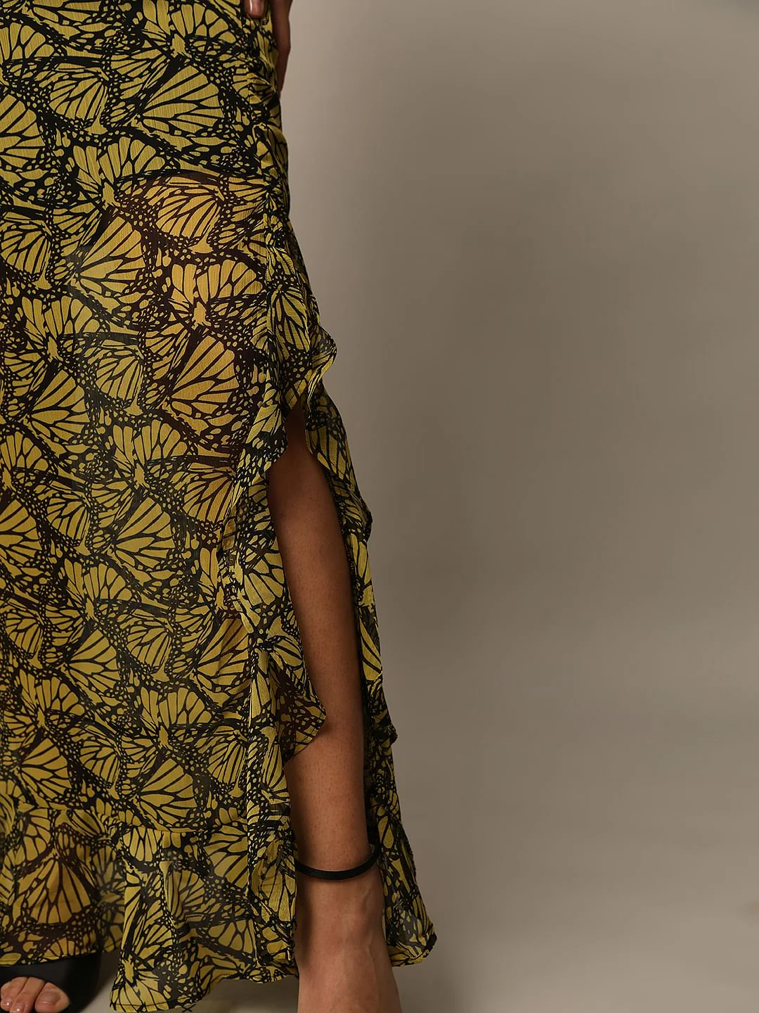 Green Printed Frill Trim Dress - Image 4