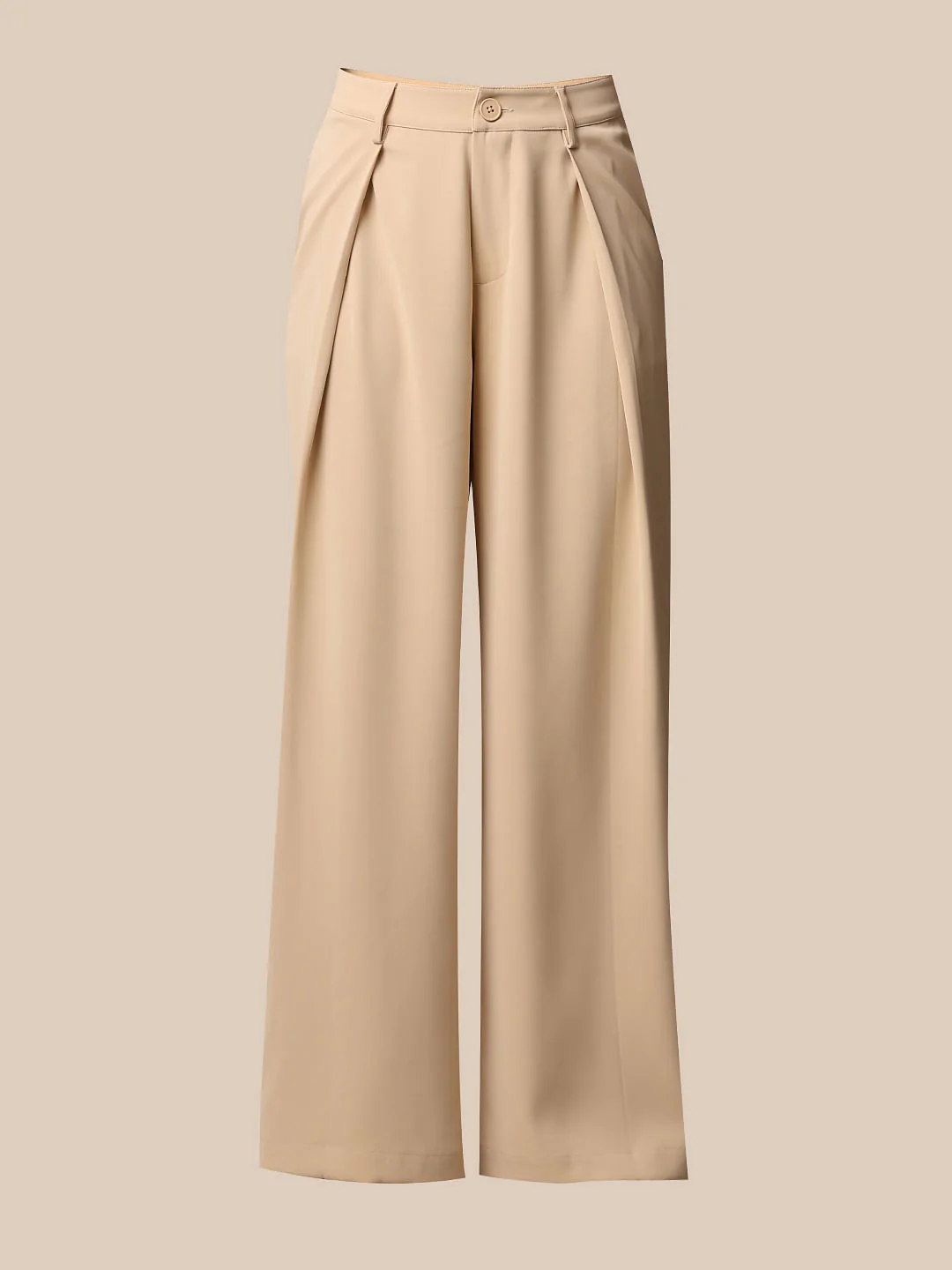 Beige Tailored Wide Leg Pants - Image 6